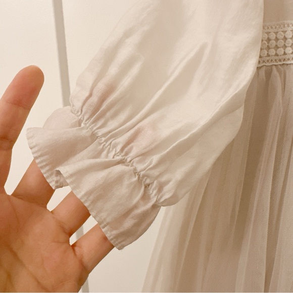 Korean Spring Girl Dress Long Puff Sleeves Lace Ruffles kids Princess Dresses - Picture 7 of 7